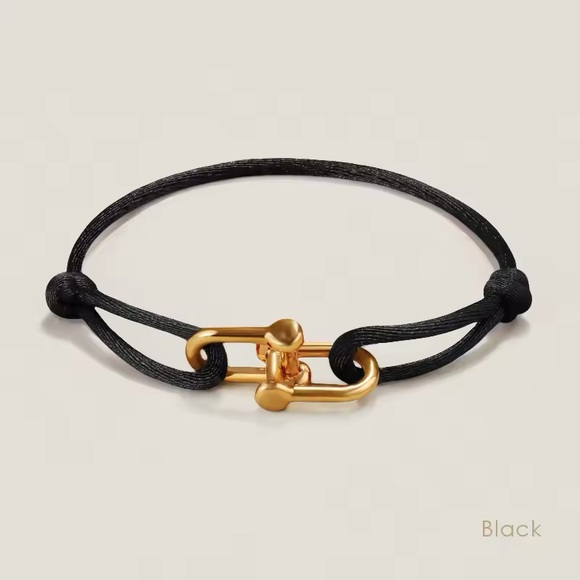 Nordstrom Jewelry - Maison Rouge Silk Bracelet 18K Gold Plated U-Lock, Black